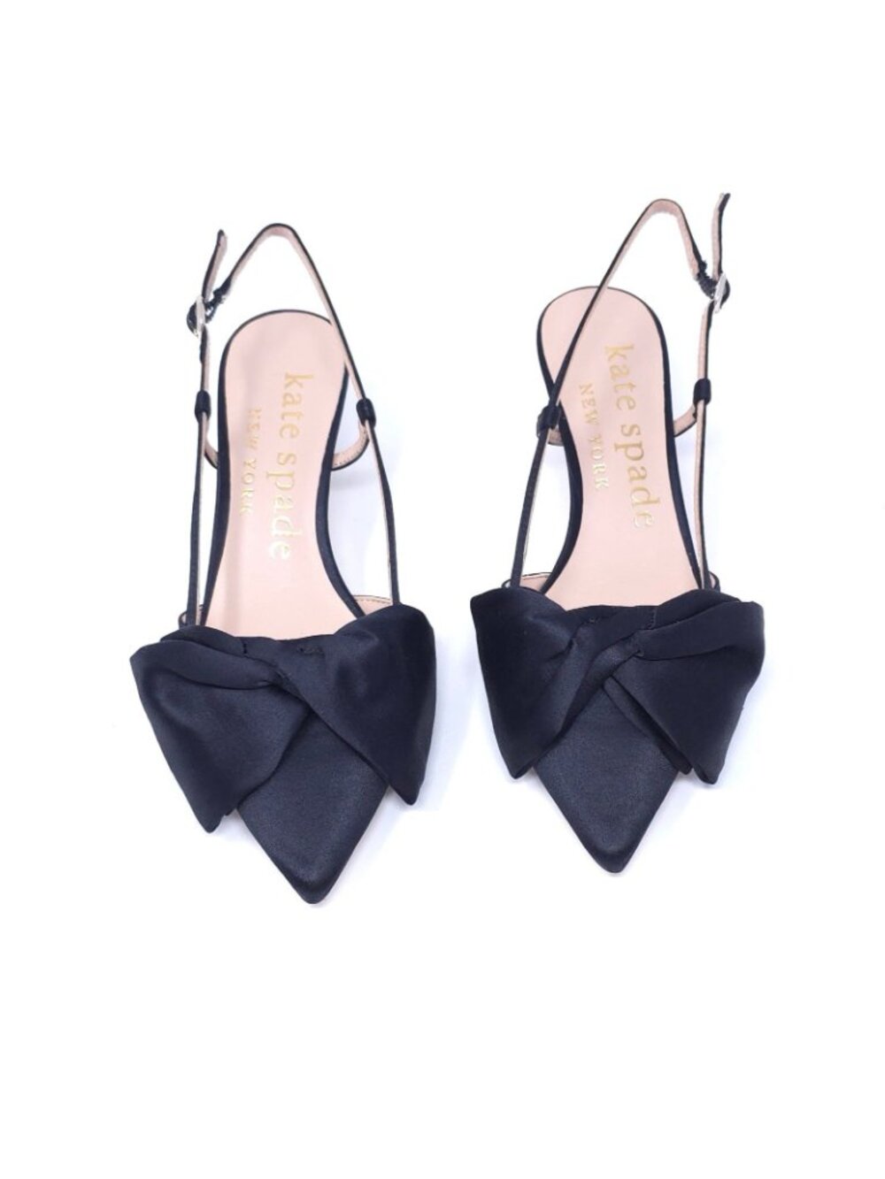Kate Spade Marseille Satin Bow Slingback Dress Pumps Size 6B Black - Picture 6 of 11